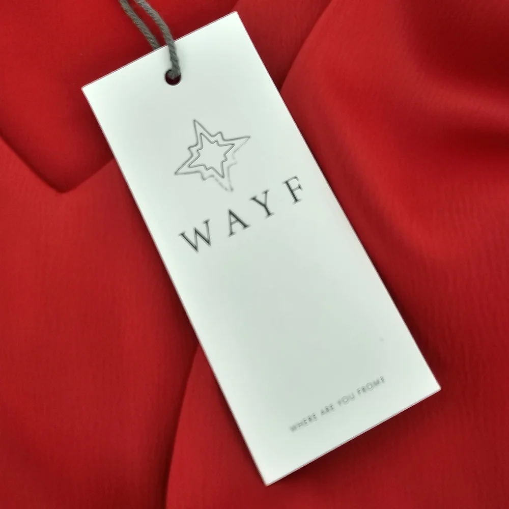 WAYF Red  Long Sleeved Feather-Trim Cropped Satin V-Neck Top Womens Size Small - Picture 4 of 11